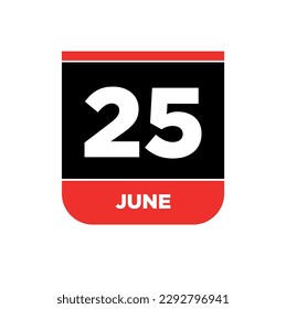 25. Juni Kalender Datum Vektorsymbol. Schreiben vom 25. Juni.