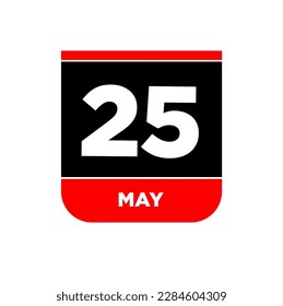 25. Mai Kalender Vektorsymbol. 25 kann Typografie.