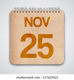25th November on Old Notebook Vector