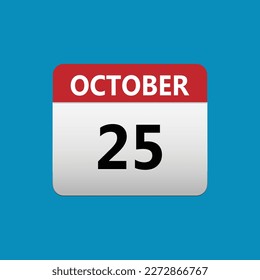 25th October calendar icon. October 25 calendar Date Month icon. Isolated on blue background