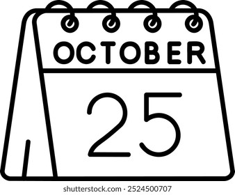 25th of October Line vector Icon Design