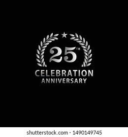 25th silver anniversary celebrating logo,  isolated on white background illustration vector