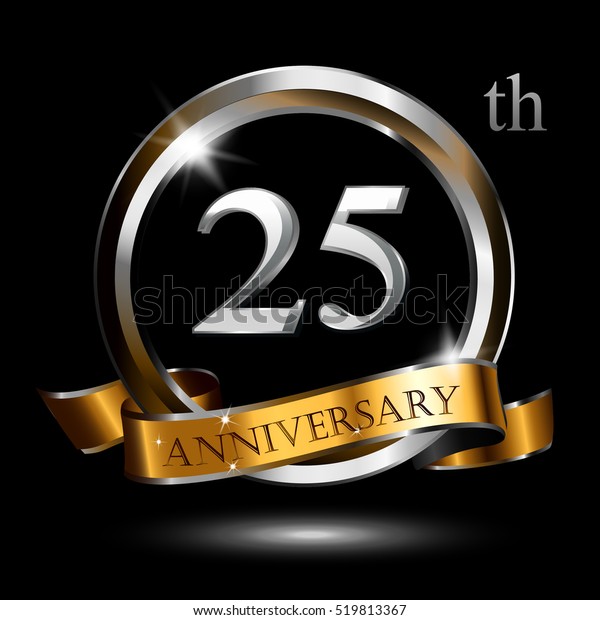 25th Silver Gold Anniversary Logo Vector Stock Vector (Royalty Free ...