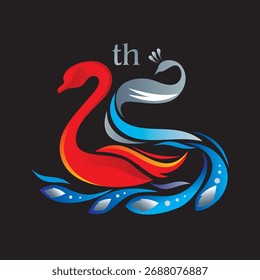 O 25º logotipo vetorial tem a forma de um cisne e um pavão