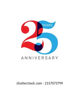 25th Year Anniversary Logo, Color, Vector Template Design element for birthday, invitation, wedding, jubilee and greeting card illustration.