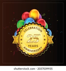 25th years Anniversary Celebration Design, Vector illustration design.

