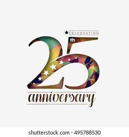 25th Years Anniversary Celebration Design. Star Design Background.