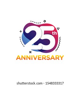 25th Years Anniversary Celebration Icon Vector Logo Design Template. Liquid Banner Style