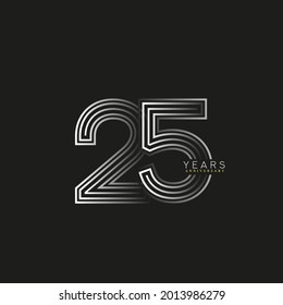 25th years anniversary celebration logotype with linked number black and white. Simple and modern design, vector design for anniversary celebration.