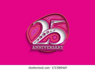 25th Years Anniversary Celebration Typography Vector Design.