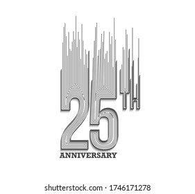 25th Years Anniversary Celebration Typography Vector Design.