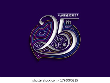 25th Years Anniversary Celebration Typography Vector Design.