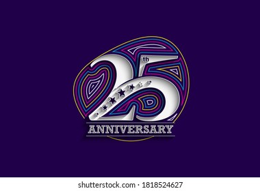 25th Years Anniversary Celebration Typography Vector Design.