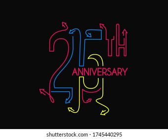 25th Years Anniversary Celebration  vector illustration.