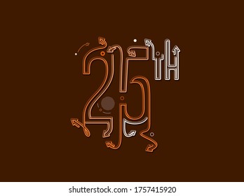 25th Years Anniversary Celebration  vector illustration.
