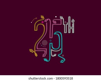 25th Years Anniversary Celebration  vector illustration.