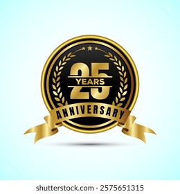 25th years anniversary icon logo design birthday celebration, Golden anniversary emblem