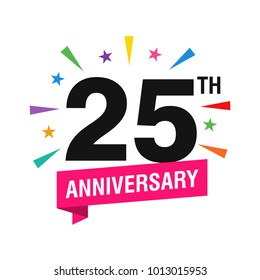 25th Years Anniversary Logo Design Vector. Modern Illustration