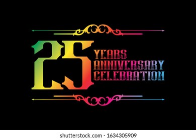 25th years anniversary logo template, Vector design birthday celebration