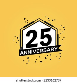 Logo del 25º aniversario, celebración del cumpleaños del diseño vectorial con diseño aislado geométrico.