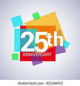 25th years anniversary logo, vector design birthday celebration with colorful geometric isolated on white background.