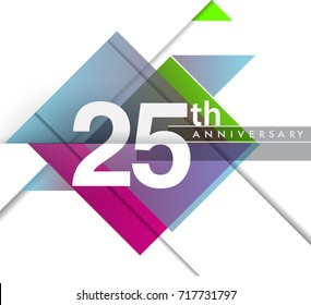 25th years anniversary logo, vector design birthday celebration with geometric isolated on white background.