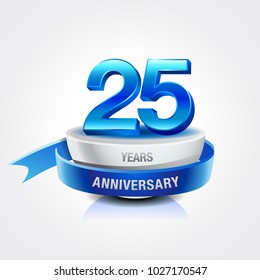 25th Years Blue Anniversary Logo Celebration Stock Vector (Royalty Free ...