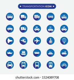 25-transportation icon set in flat vector shadow