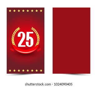 25-year anniversary decorated card template with gold elements.