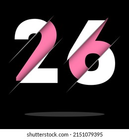 26 2 6 Number Logo Design with a Creative Cut and Black Circle Background. Creative logo design.