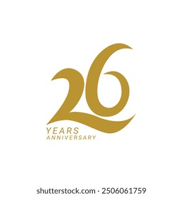 26, 26th Anniversary Logo, Vector Template Design element for birthday, invitation, wedding, jubilee and greeting card illustration.