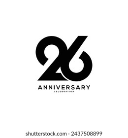 26, 26th Years Anniversary Logo, Vector Template Design element for birthday, invitation, wedding, jubilee and greeting card illustration.