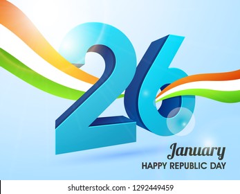 26 3D text with tricolour wave vector illustration 