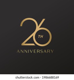 26 anniversary celebration logotype with elegant number shiny gold design