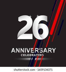 26 anniversary logo vector template. Design for banner, greeting cards or print
