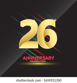 26 anniversary logo vector template. Design for banner, greeting cards or print