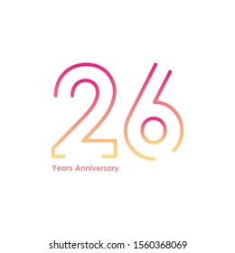 26 anniversary logotype with gradient colors for celebration purpose and special moment