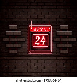 26 April calendar icon, vector illustration, on Bricks background