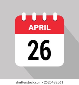 26 april calendar icon vector illustration graphic design