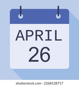26 April Calendar, Vector Calendar.