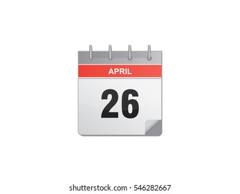 26 April calendar vector illustration on white background