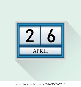 26 April flat daily calendar icon. Vector calendar template for the days of April