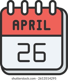 26 April Outline Filled Style Icon