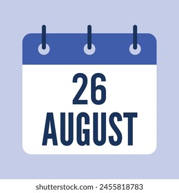 26 de agosto, Calendario de Vector Aislado.