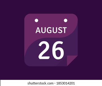 26. August, 26. August Icon Single Day Calendar Vektorgrafik