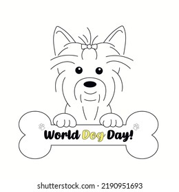 26 August World Dog Day Vector Illustration. Background, banner, card, poster, ads. Dog paws. Cute dog face. Dog bone. 