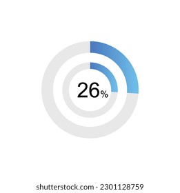 26% Circle loading icon template. Update or loading symbol for web or application, 26 percent.