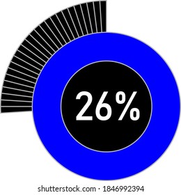 26% circle percentage diagram for web design, user interface (UI) or infographic - indicator with blue and black