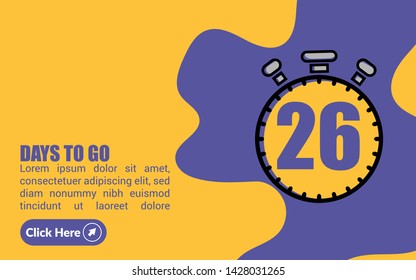 26 days to go banner. flat style. days to go concept