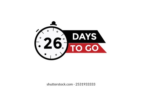 26 días para ir Cuenta regresiva número Anuncio Plantillas. Ilustración vectorial 
